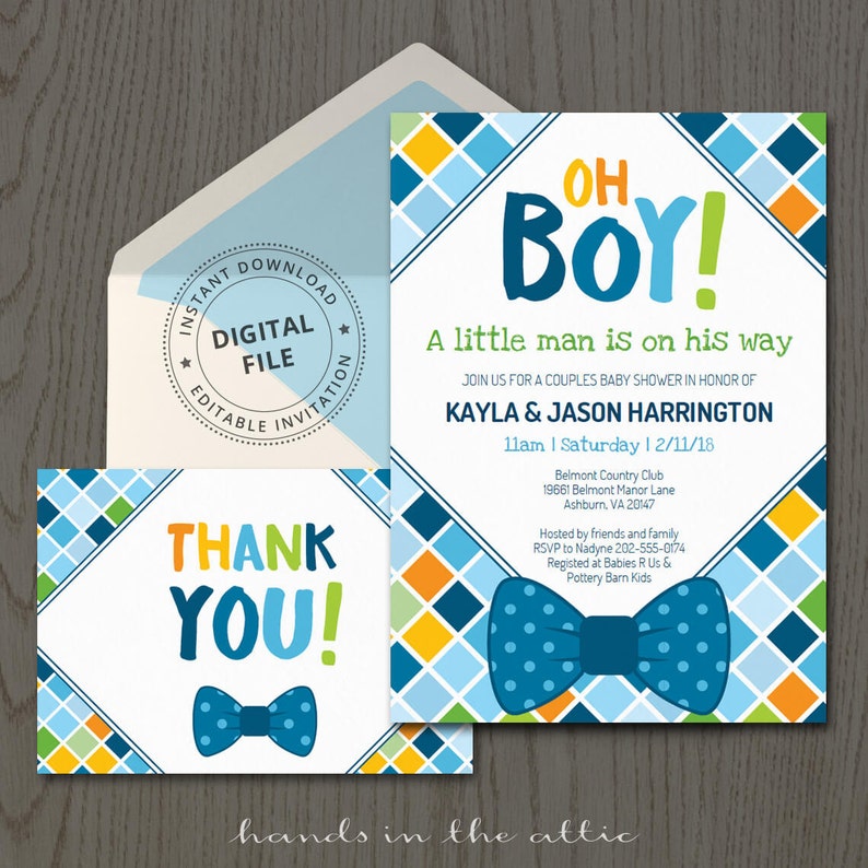 Elegant Baby Boy Bow Tie Invitations for a Timeless Celebration