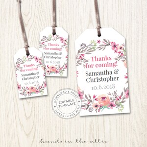 Mini wedding tags, personalized hang tags, wedding favor custom tags, wedding favors printable, mini gift tags, template, DIGITAL image 1