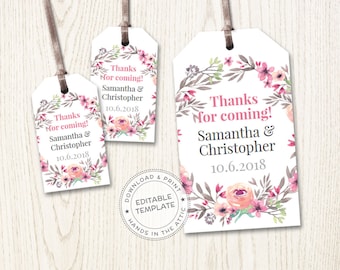 Mini wedding tags, personalized hang tags, wedding favor custom tags, wedding favors printable, mini gift tags, template, DIGITAL