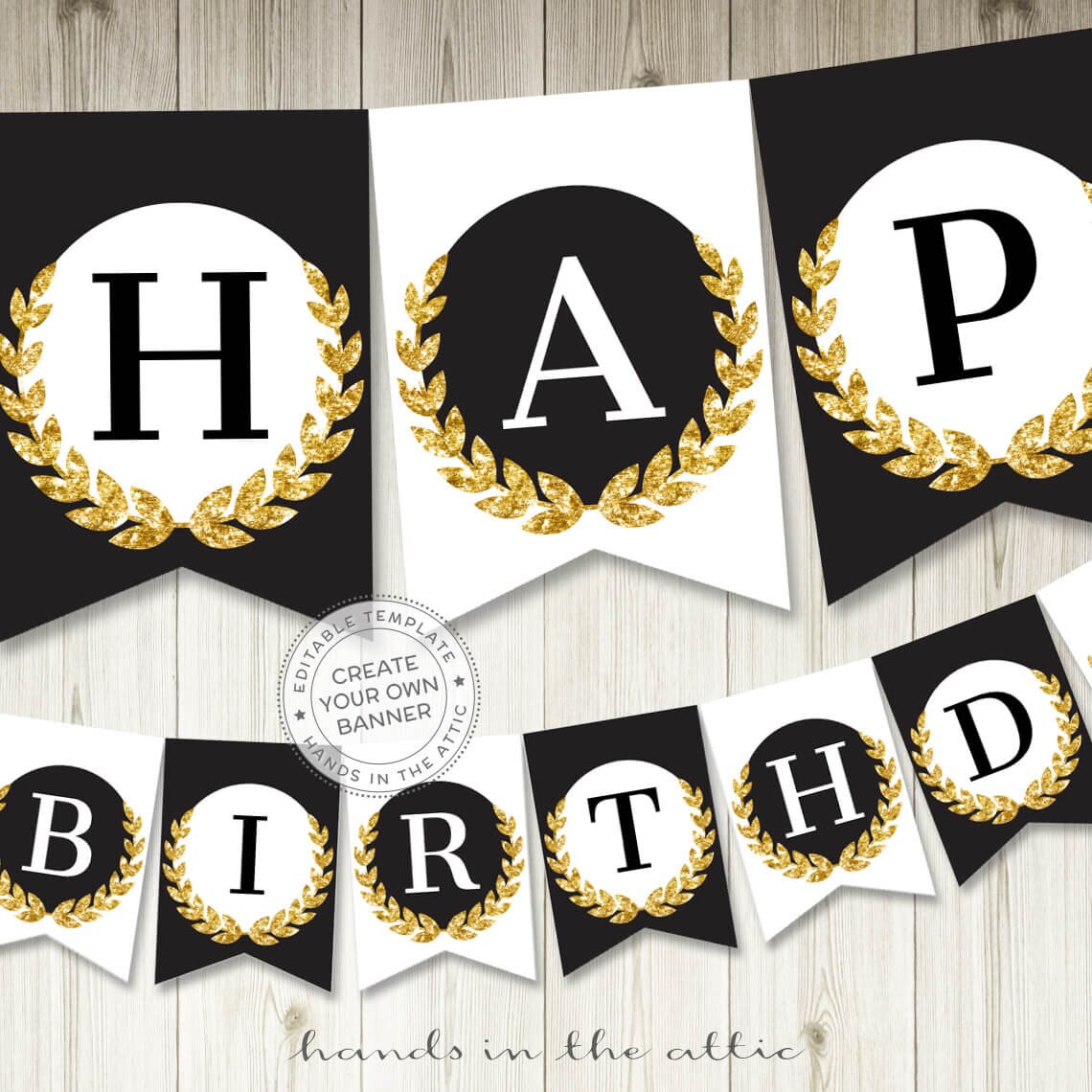 gold glitter party banner gold and black party decor etsy