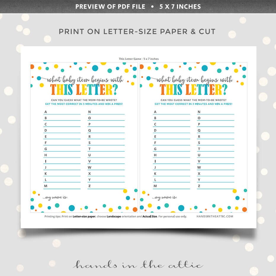 Baby Shower Guessing Game Template Printable Letter Game - Etsy