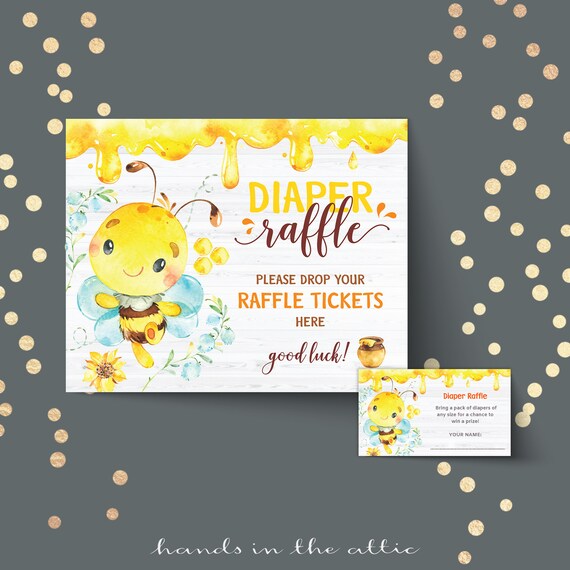 Printable Mommy To Bee Diaper Raffle Drop Off Sign And Cards For
