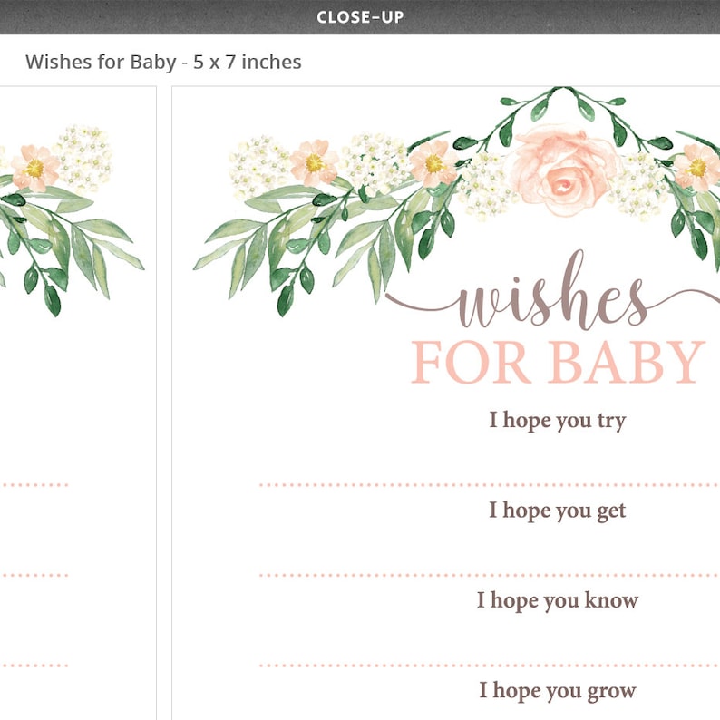 Printable Wishes for Baby Card Hopes and Messages Baby Etsy