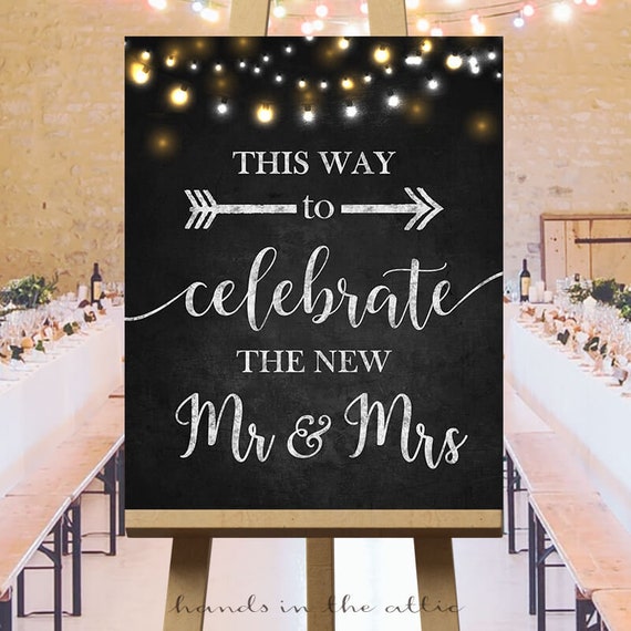 Wedding direction sign printable, arrows signs, directing left right ...