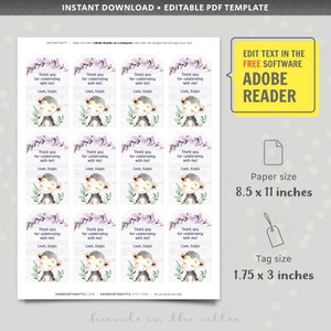 Opossum Gift Tags Make Your Own, Possum Labels for Baby Showers ...
