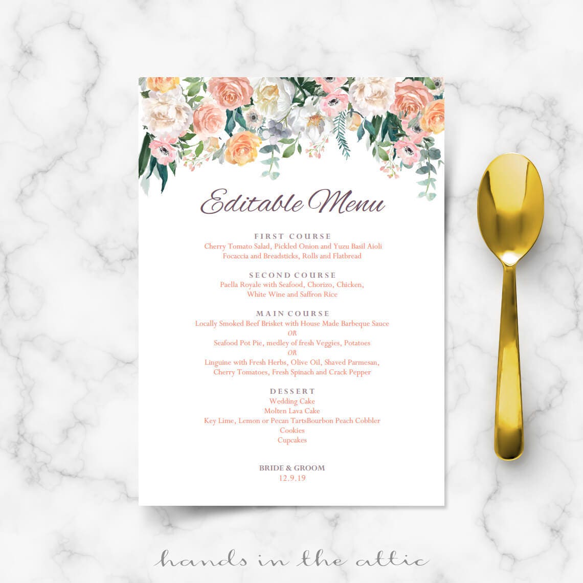 Wedding buffet menu cards floral diy template wedding dinner Etsy Wedding buffet menu cards floral diy template wedding dinner Etsy