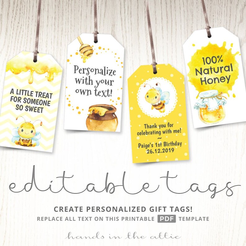 Honey Bee Party Favor Tags Editable Gift Jar Labels Farmers - Etsy