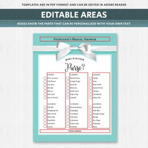 Whats in your purse game, fun wedding shower games for wedding shower, purse game list, the purse game bridal shower, DIGITAL download image 3