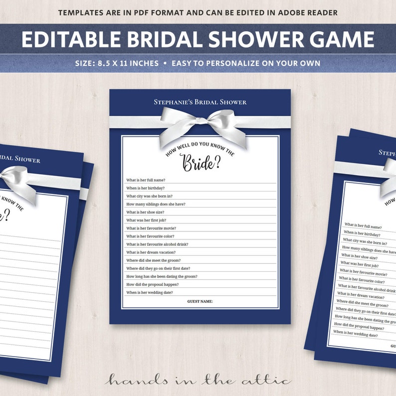 Bride Quiz Bridal Shower Games Ideas How Well Do You Know the Etsy