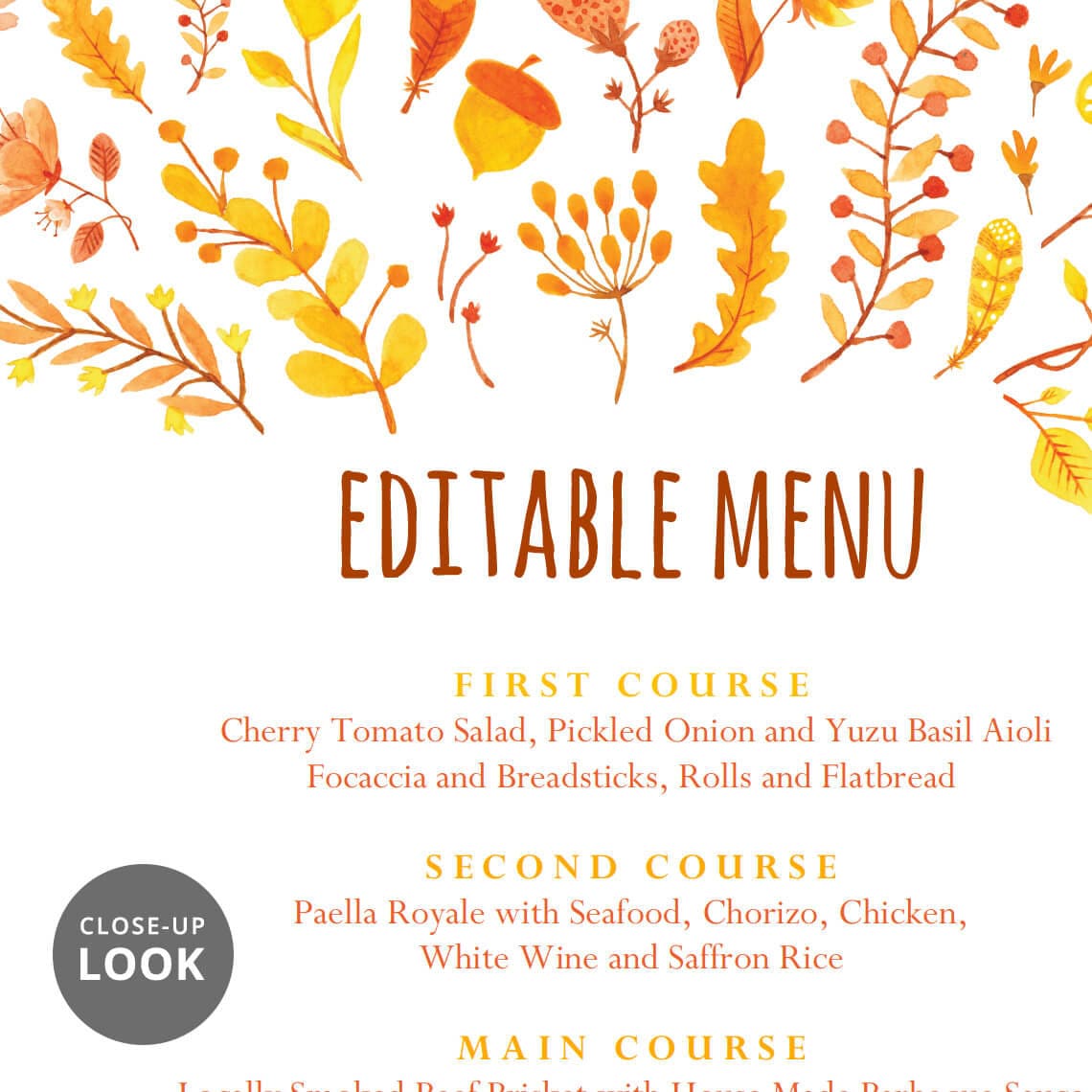 Wedding brunch menu template printable cards fall autumn Etsy Wedding brunch menu template printable cards fall autumn Etsy