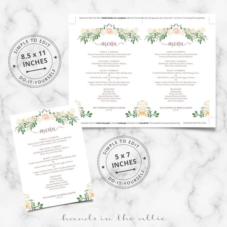 Rehearsal Dinner Menu Template