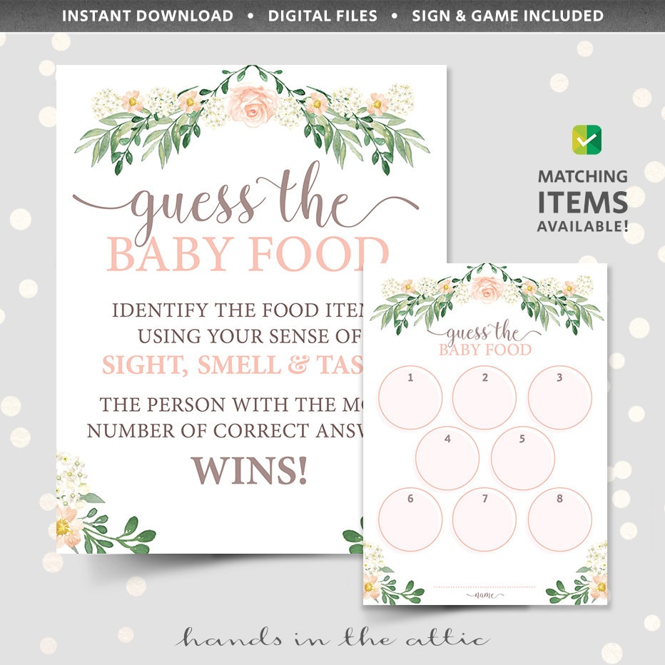 Baby Food Guess Game Tasting Guessing Sheet Printable And Sign Etsy