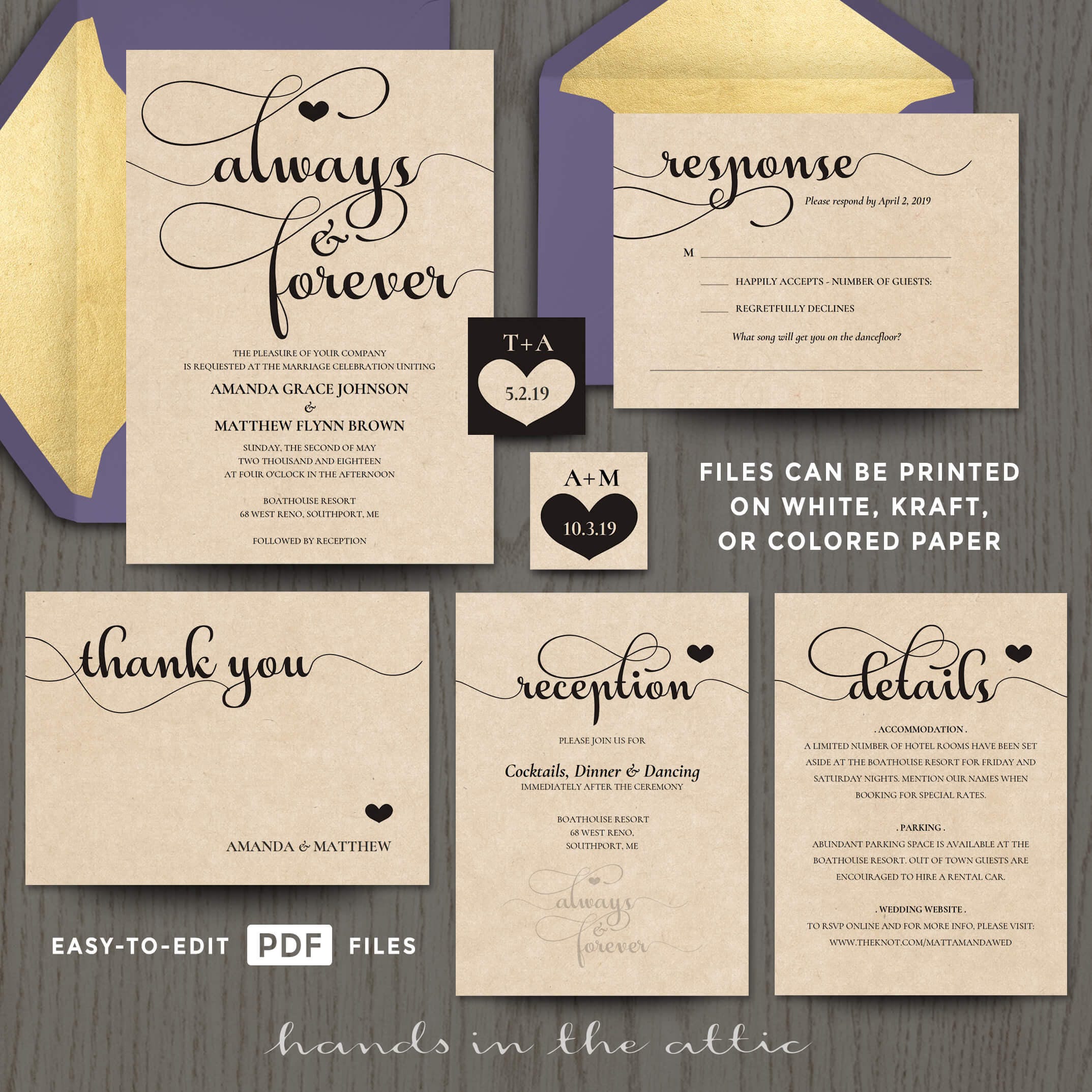 Printable Wedding Invitation Kits Sets in Black - Etsy