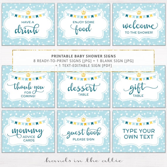 Printable Christmas Gift Tags, Navy Blue & Gold, Hands in the Attic