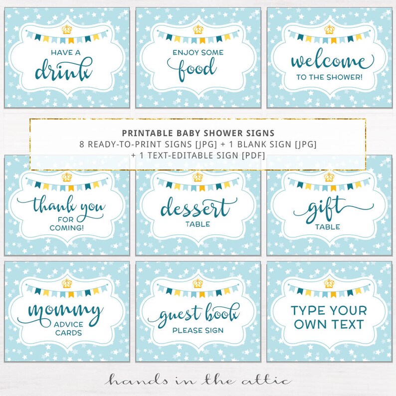 Baby Boy Shower Decor Printable Templates Baby Shower | Etsy
