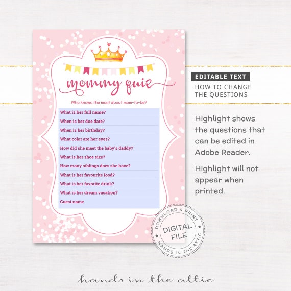 Bebe Douche Jeux Quizz Questions Sur Mesure Cartes Etsy France