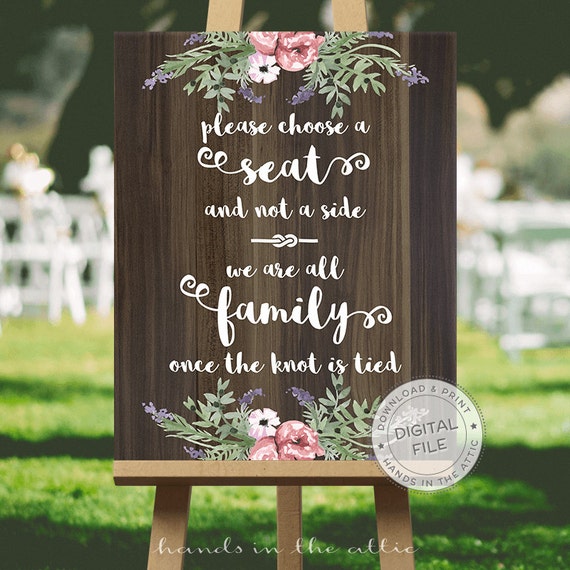 Rustic Wood Wedding Sign Pick A Seat Not A Side Sign Decorative Wedding  Party Signs 18x24 in