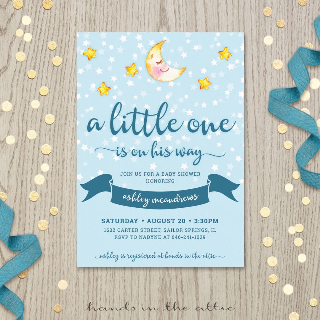 Twinkle Star Baby Shower Night Invitation Stars Baby Shower Etsy