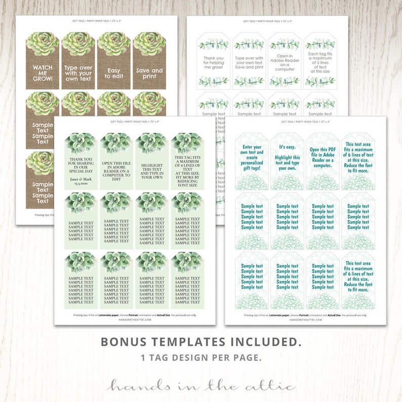 succulent plant labels gift tags potted cactus seeds watch me etsy