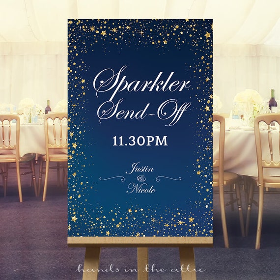 Sparkler send-off //// custom time //// wedding send off //// Custom names //// Gold