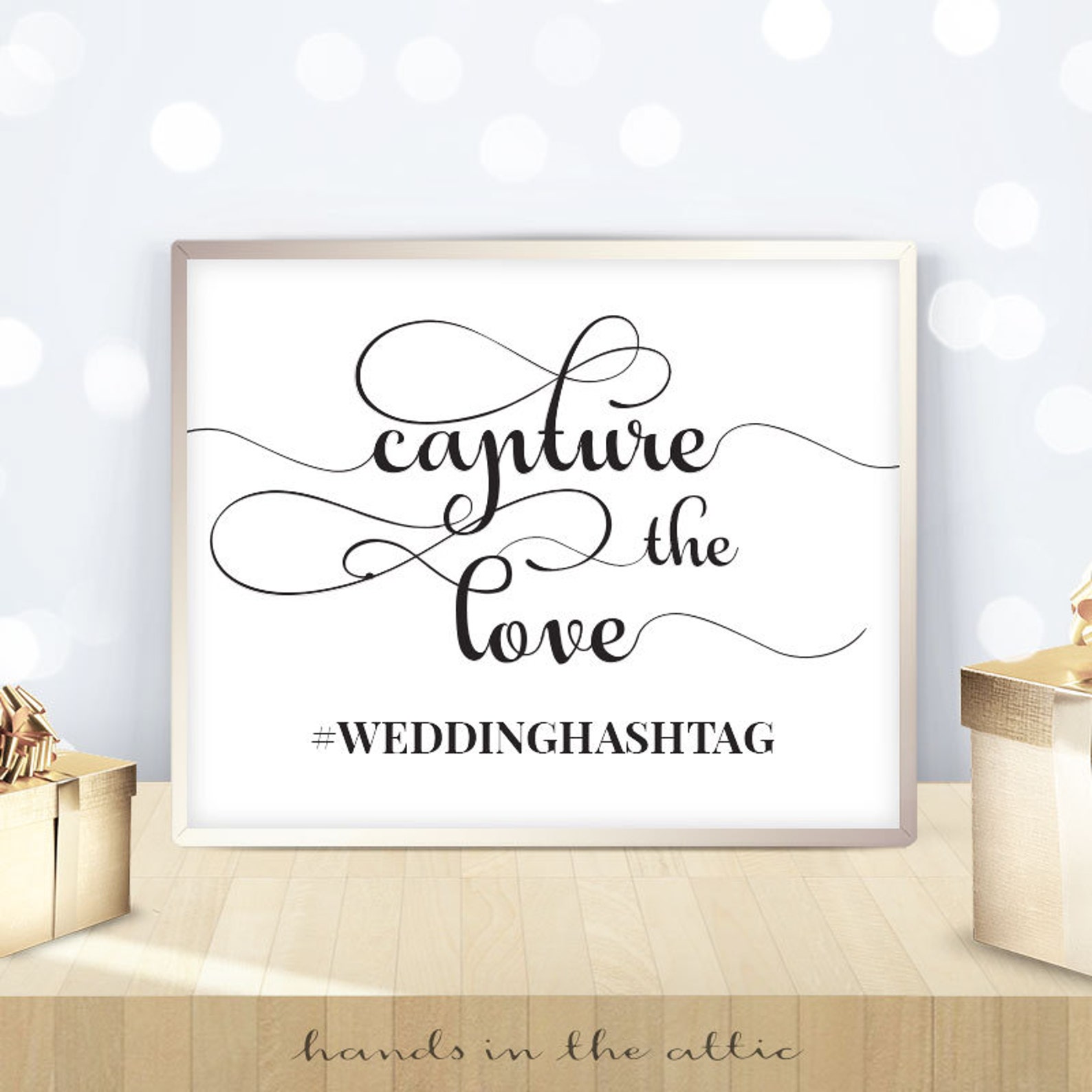 Wedding Hashtag Sign Printable Capture the Love Social Media - Etsy
