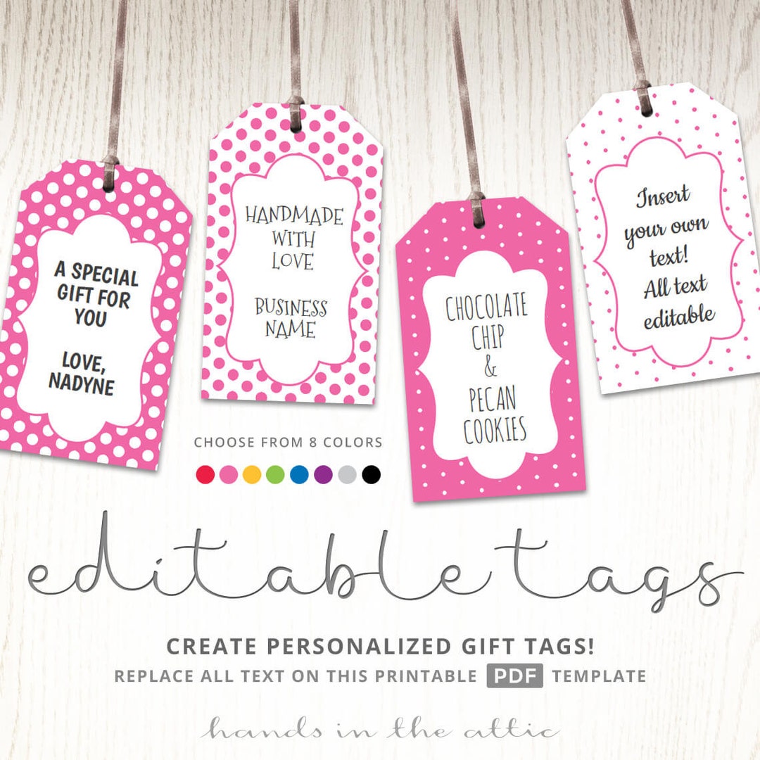 Editable Gift Tags Gift Tag Template Text Editable Polka Dots Gift Editable Gift Tags Gift Tag Template Text Editable Polka Dots Gift