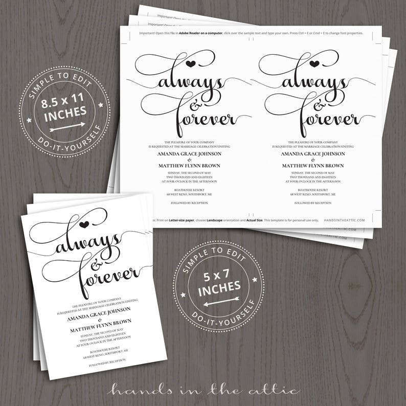 Printable wedding invitation kits sets in black Etsy