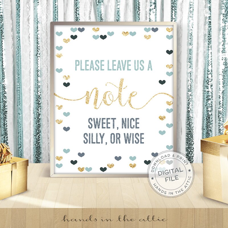 Please leave us a note printable sign wedding guest book Etsy
