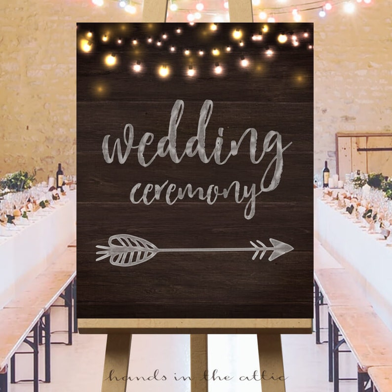 Wedding ceremony direction signs, large printable arrow signs, wedding day, party directions, left and right, instant DIGITAL download PDF image 1