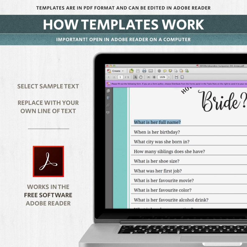 Bridal Shower Trivia Questions Bridal Shower Question Game Etsy