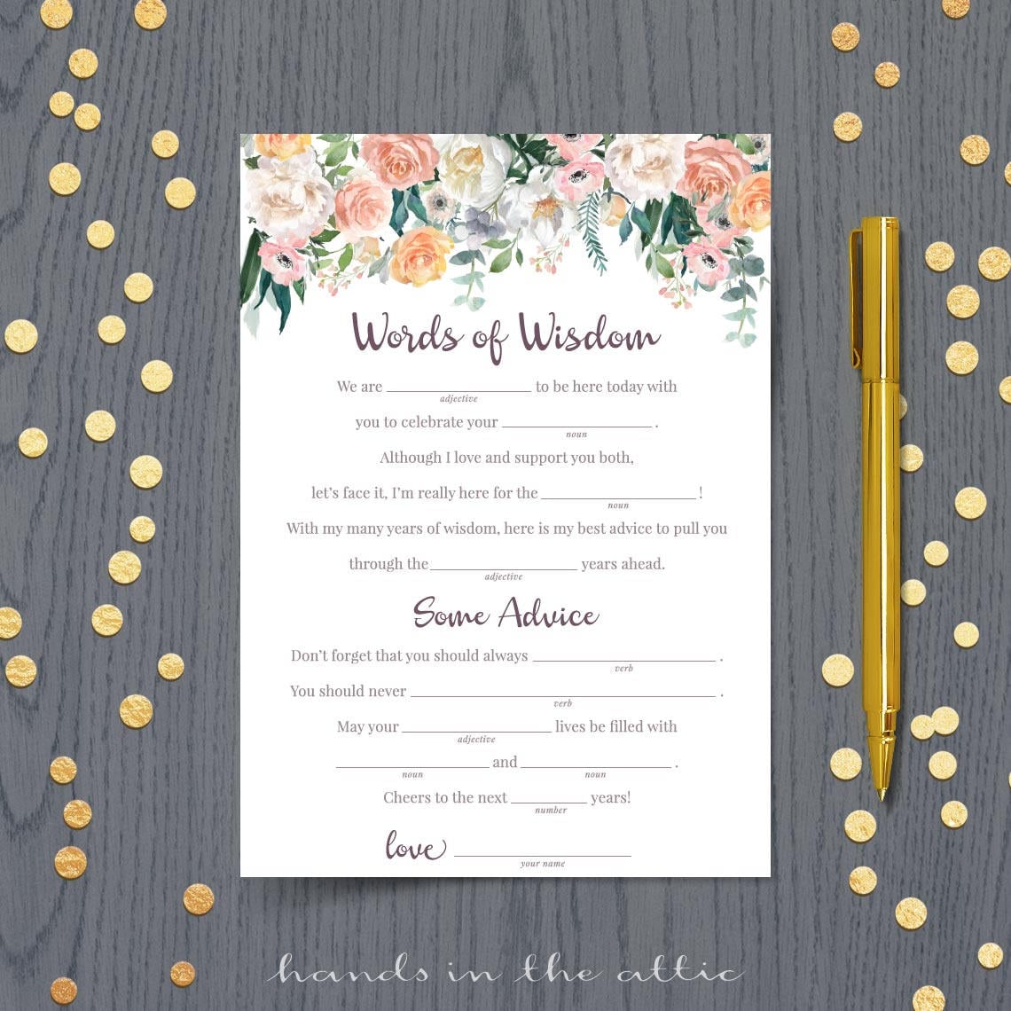 Printable Wedding Mad Libs Template