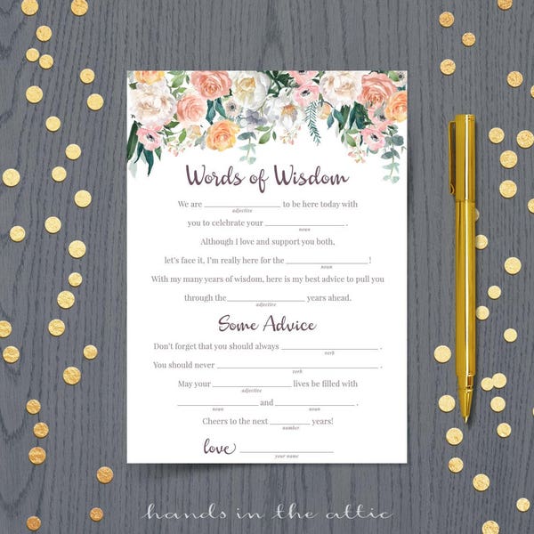 Guest Book Wedding Mad Libs Etsy