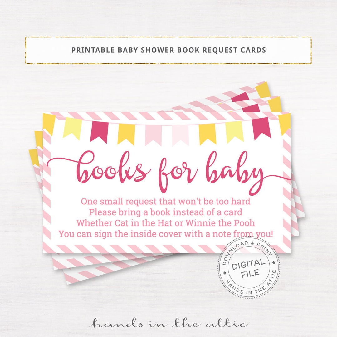 Book Request Baby Shower, Books for Baby Printable Cards, Baby Girl ...