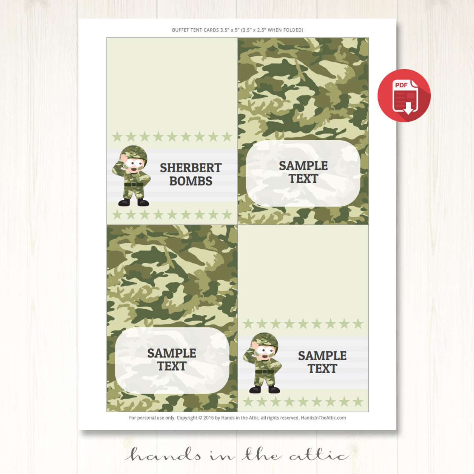 Army labels printable template text-editable camo party | Etsy
