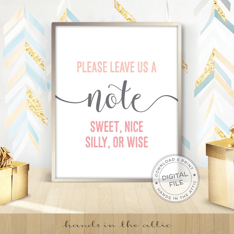 Please leave us a note guestbook sign best wishes sign Etsy