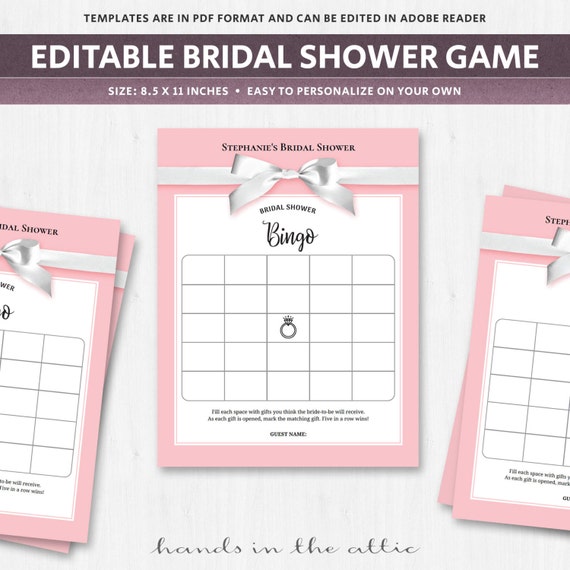 Wedding shower bingo board, blank bingo cards, bridal shower game, make your own, for opening gifts presents gift registry template DIGITAL Il_570xn