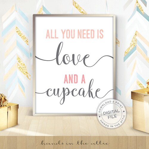 All You Need is Love and a Cupcake Sign Kate Bridal Shower Etsy