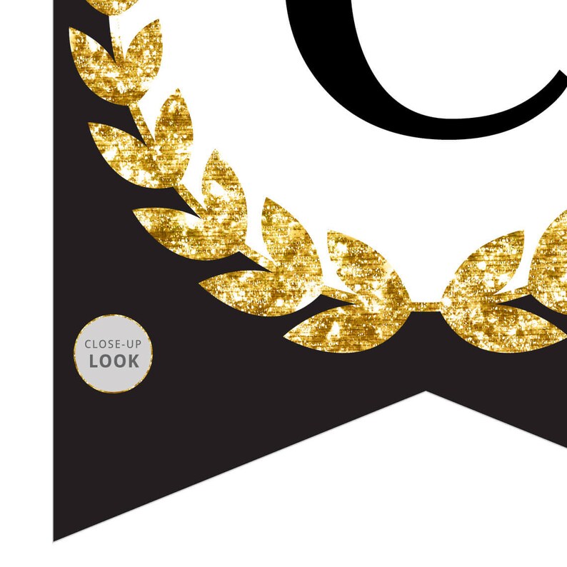 gold glitter party banner gold and black party decor etsy