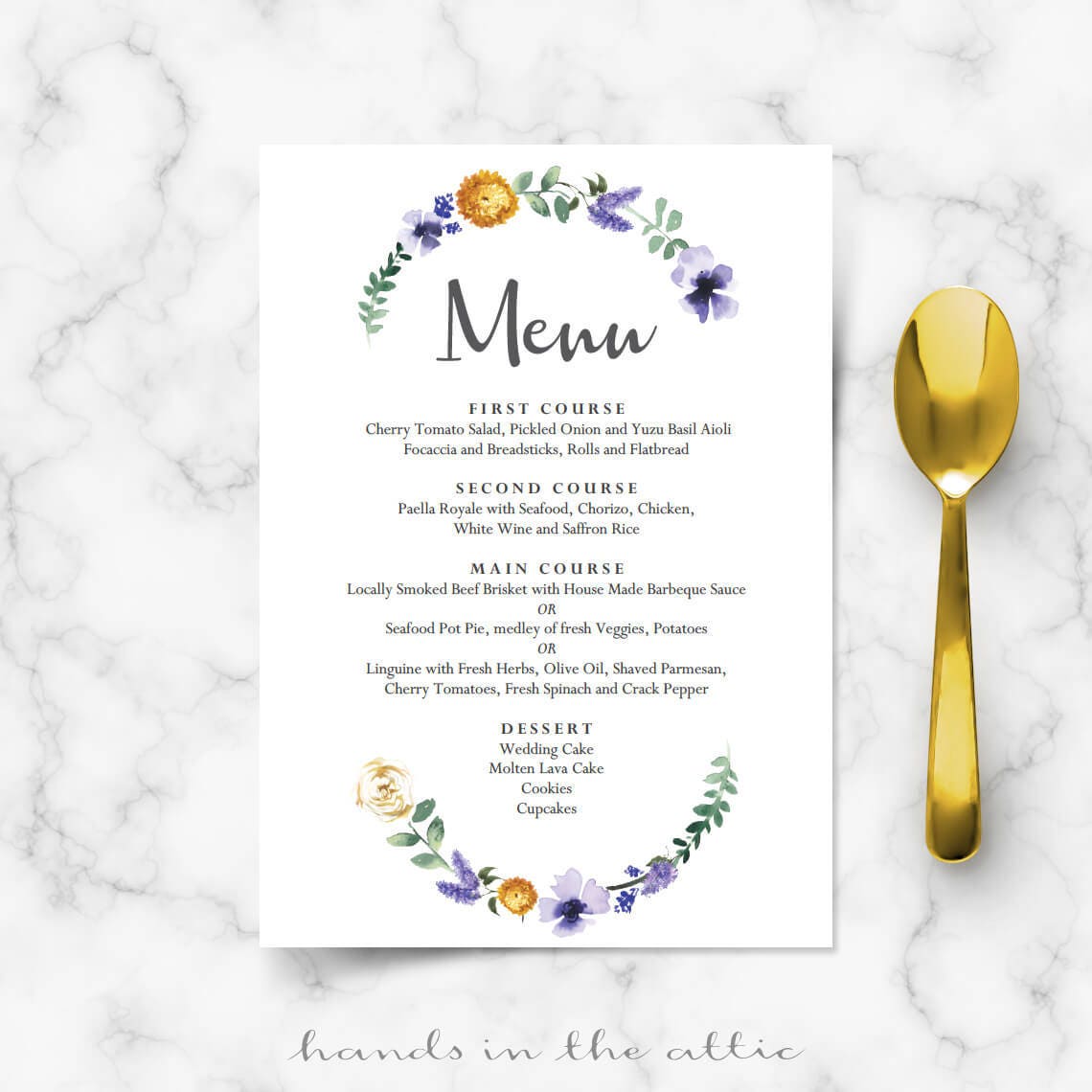 Wedding dinner menu cards for wedding buffet menu ideas, printable,  rehearsal dinner, lavender purple flowers diy editable template, DIGITAL Inside Rehearsal Dinner Menu Template