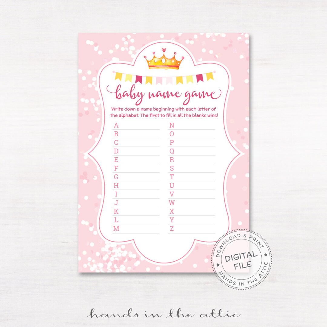 Baby Name Baby Shower Game Ideas, Printable Baby Shower Game Cards