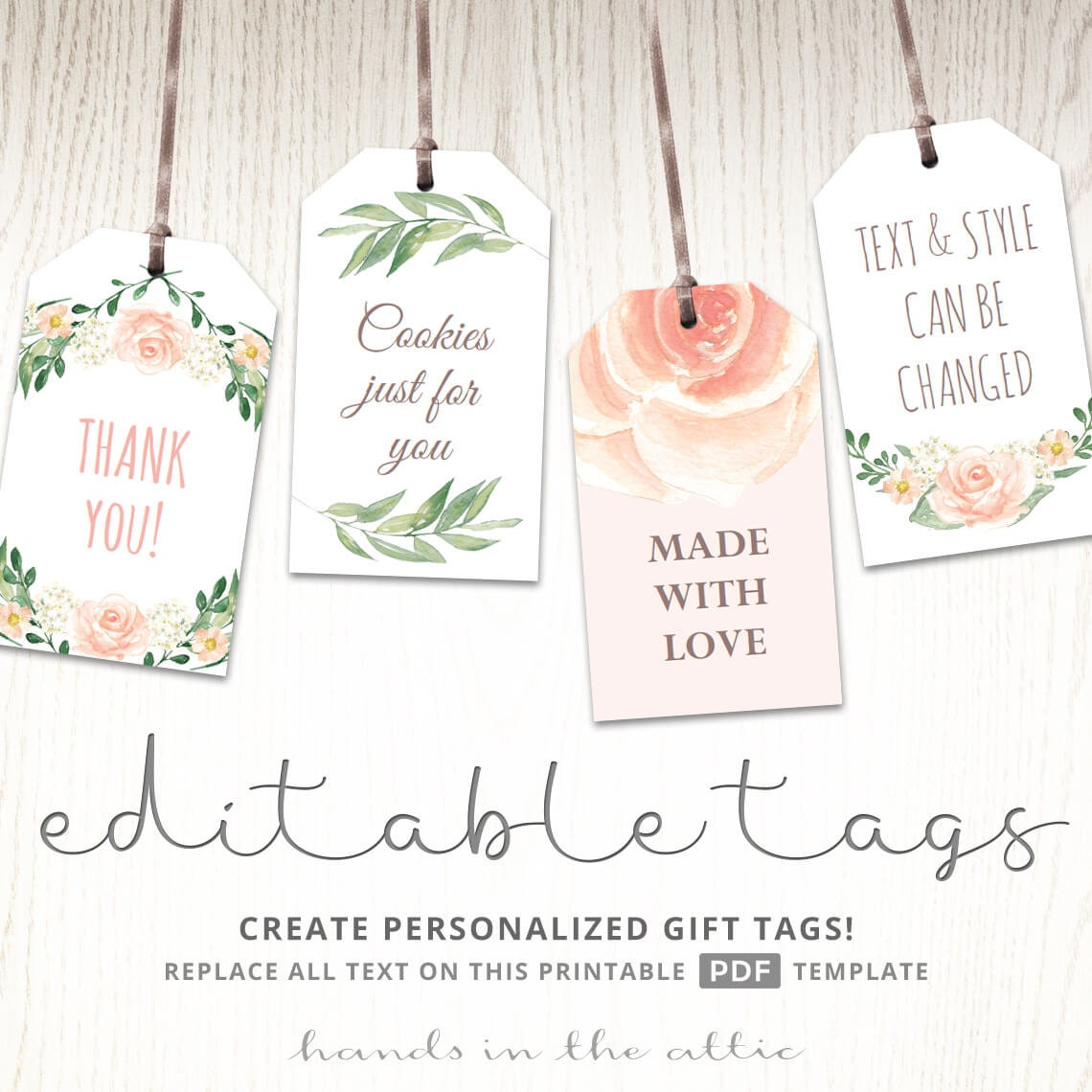Printable baby shower labels, editable gift tags, bridal shower favor tags,  pink rose baby shower, spring wedding tags, DIGITAL download PDF For Bridal Shower Label Templates