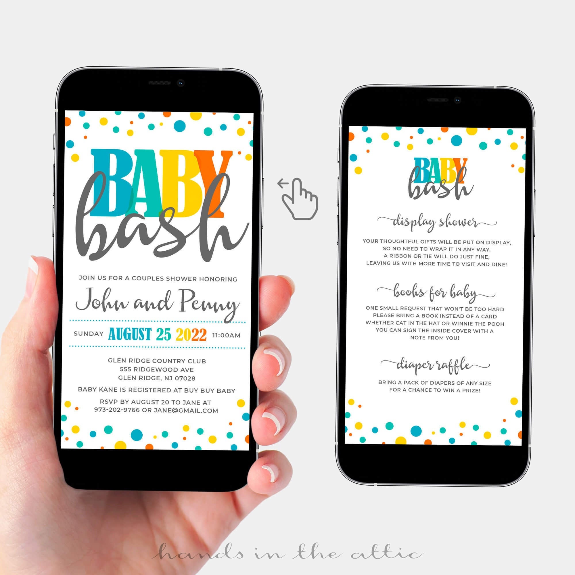 Invitation Mobile Avec Bebe Bash Theme Pour Garcon Ou Fille Etsy France