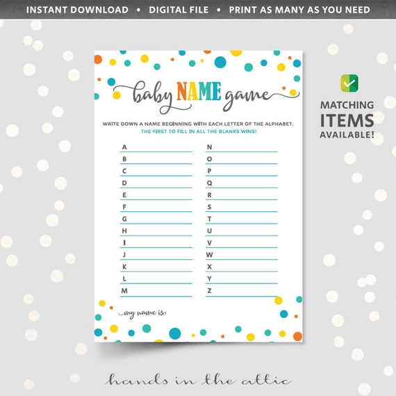 Printable Baby Name Race Game Template PDF Cards Confetti Theme Baby printable-baby-name-race-game-template-pdf-cards-confetti-theme-baby