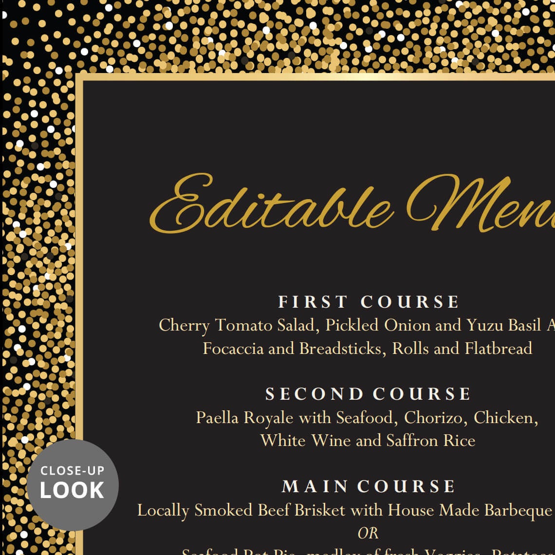 Rehearsal dinner menu cards black and gold wedding menu Etsy