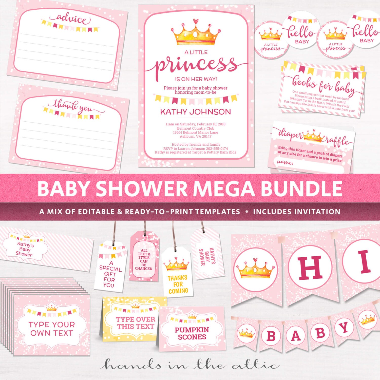 Pink baby shower package DIY printables baby girl shower Etsy