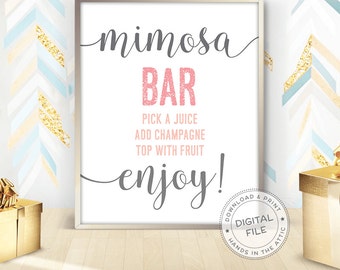 Mimosa bar sign, bridal shower display, bachelorette party props, drinks signage, party signs, pre-wedding celebration, DIGITAL download