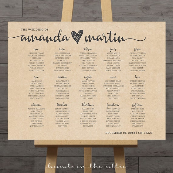 Table Charts For Wedding Reception