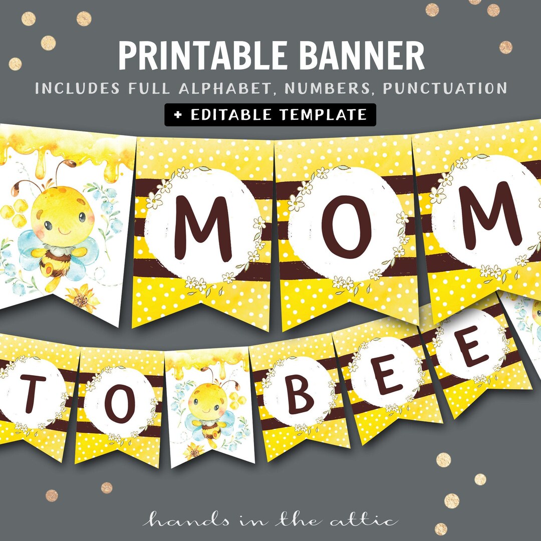 Bee Birthday Party Printable Banner Letters, Mommy to Bee Baby Shower Decorations, Bumble Bee Honeybee Theme, Honey Market Stall Diy Be35 - Etsy