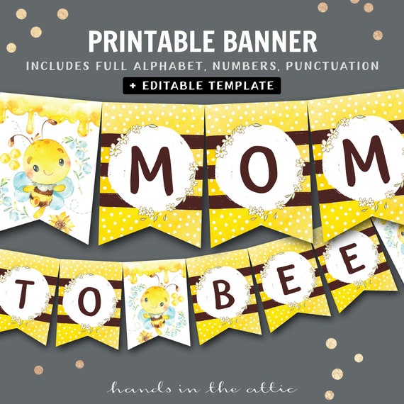 Bee Birthday Party Printable Banner Letters Mommy To Bee Baby Shower Decorations Bumble Bee Honeybee Theme Honey Market Stall Diy Be35 By Hands In The Attic Catch My Party
