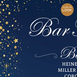 Bar menu sign, wedding, stars, template, large, gold stars, night sky, navy blue, signature drinks, cocktails, alcohol bar, DIGITAL image 3